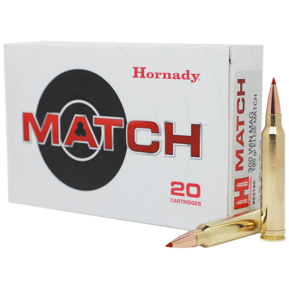 Hornady Match Ammunition: 300 Win Mag, 195 gr, ELD Match, 2930 fps, Model 82180
