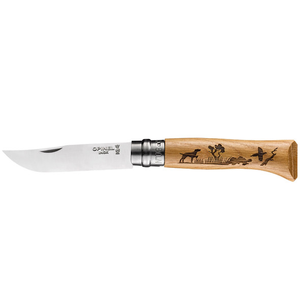 Opinel N°08 Engraved Knife Animalia: Bird Dog