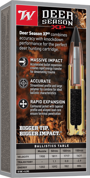 Winchester Deer Season XP Ammunition: 300 Blackout, 150 Grain, Extreme Point, 1900 fps