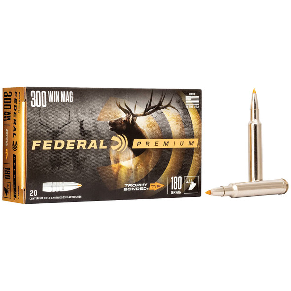 Federal Trophy Bonded Tip Ammunition: 300 Win Mag, 180 gr, TBT, 2960 fps, Model P300WTT1