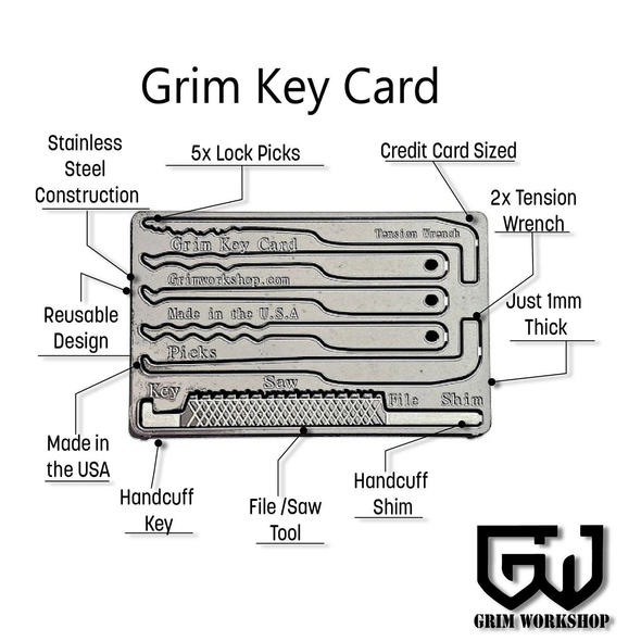 Grim Workshop Grim Key Card: Credit Card Lock Pick and Escape Kit