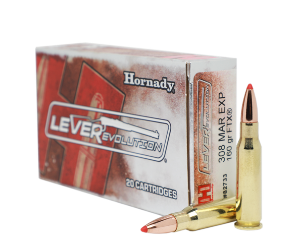 Hornady LEVERevolution Ammunition: 308 Marlin Express, 160 Grain, FTX, 2660 fps