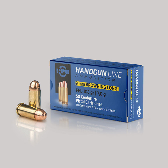PPU (Prvi Partizan) Handgun Ammunition: 9mm Browning Long, 108 gr, FMJ, 1148 fps, Qty: 50 | PP-R9.91
