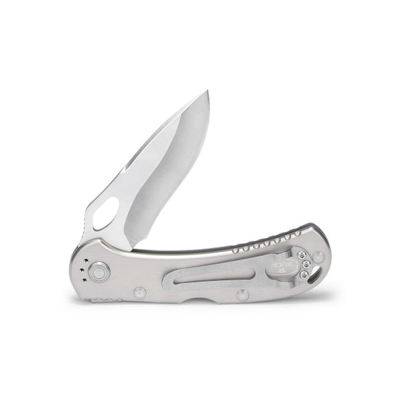 Buck Knives 722 Spitfire Knife: 3.25", 420HC Drop-Point Blade, Gray Anodized Aluminum Handle, Model 0722GYS1-C