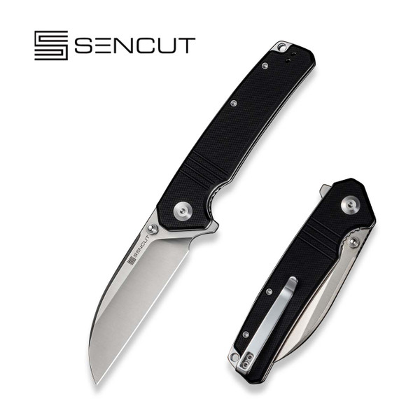 SENCUT Awassi Knife: 3.46" 9Cr18MoV Sheepsfoot Blade, Black G10 Handle, Model S24065-1