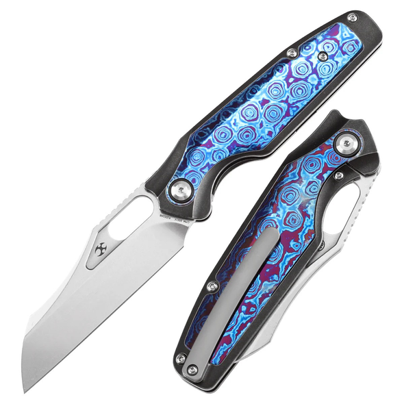 Kansept Tuckamore Timascus Knife: 3.54", Plain Edge Blade, Model K1052A6