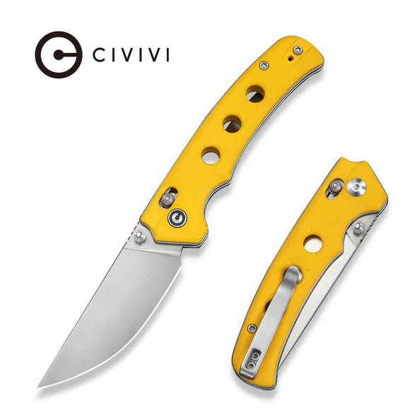 CIVIVI Noctis Knife: 2.98", Plain Edge, Satin Finished Blade Yellow G10 Handle, Model C24020C-2