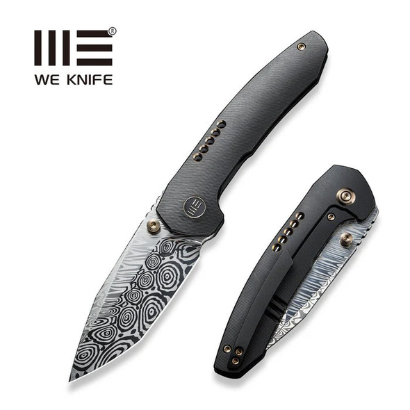 WE Knife Trogon Knife: 3.2", Spear Point, Plain Edge, Blade, Black Titanium Handle, Model WE22002B-DS1
