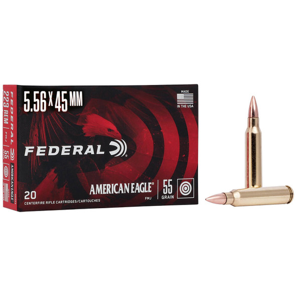 Federal American Eagle Ammunition: 5.56x45mm, 55 gr, FMJ, 3240 fps, Model AE193