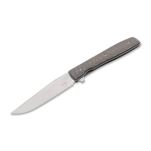 Boker Urban Trapper Jigged Titanium Knife: 3.5", VG-10, Stonewashed Blade, Grey Titanium Handle, Model 01BO476