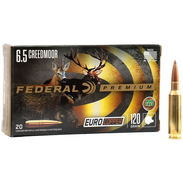 Federal EuroCopper Ammunition: 6.5 Creedmoor, 120 gr, 2927 fps, Model P65CRDCXI