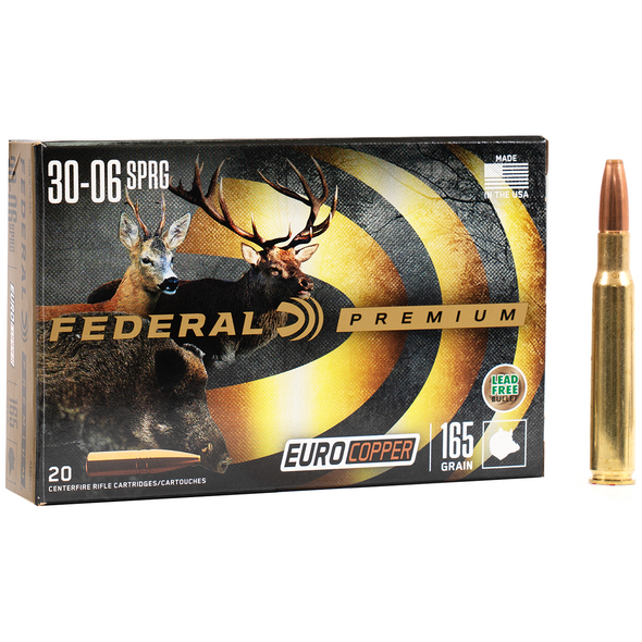 Federal EuroCopper Ammunition: 30-06 Springfield, 165 gr, 2760 fps, Model P3006CXI
