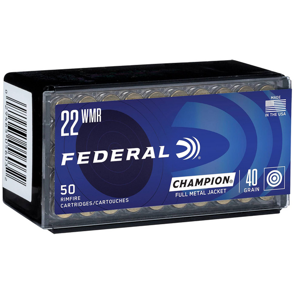 Federal Champion Training Rimfire Ammunition: 22 WMR, 40 gr, FMJ, 1880 fps, Model 737