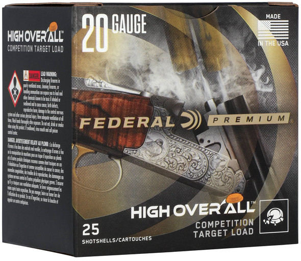 Federal High Over All Ammunition: 20 Gauge, 8 Shot, 2-3/4 in, 7/8 oz, 1200 fps, Qty: 25