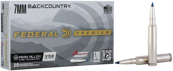 Federal Terminal Ascent Ammunition: 7mm Backcountry, 170 Grain, Terminal Ascent, 3150 fps