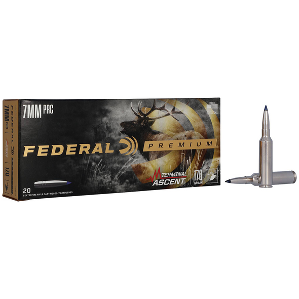 Federal Terminal Ascent Ammunition: 7mm PRC, 170 gr, Terminal Ascent, 2950 fps, Model P7PRCTA3