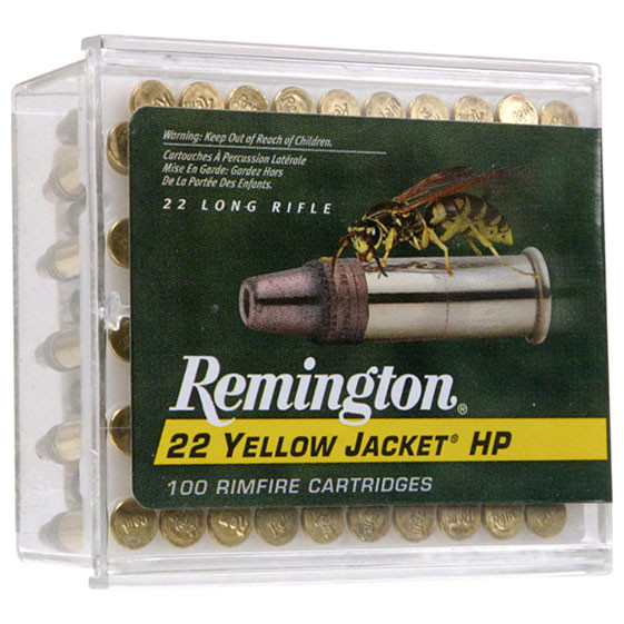 Remington 22 Yellow Jacket Ammunition: 22 LR, 33 gr, PTC-HP, 1500 fps, Model 21280