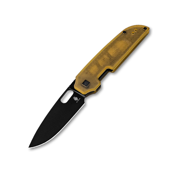 Kizer Knives Varatas Knife: 3.24", Plain Edge, Drop-Point, Black Blade, PEI Handle, Model V3637C1