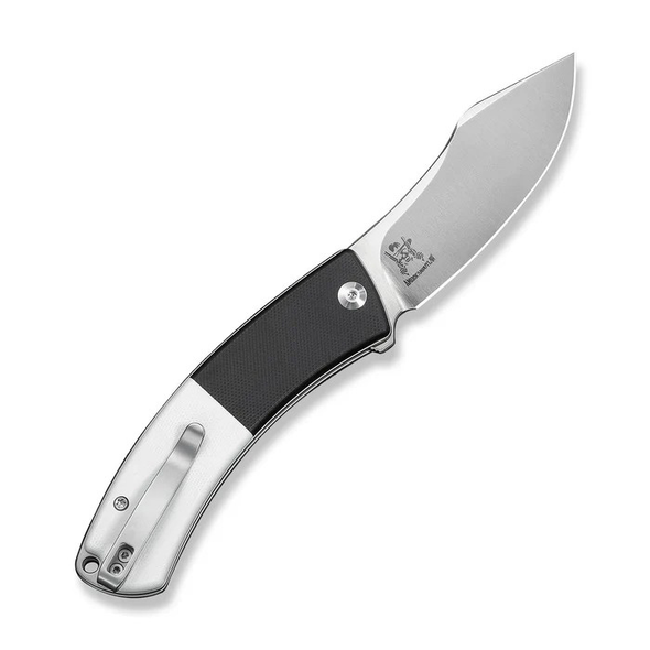 CIVIVI Outlaw Muk, Button Lock Knife: 3.47", 14C28N, Nessmuk, Plain Edge, Satin Blade, Black & White G10 Handle, Model C24079-4