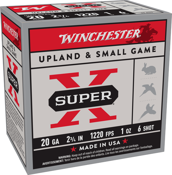 Winchester Super-X Ammunition: 20 Gauge, 2.75", 6 Shot, 1 Ounce, 1220 fps