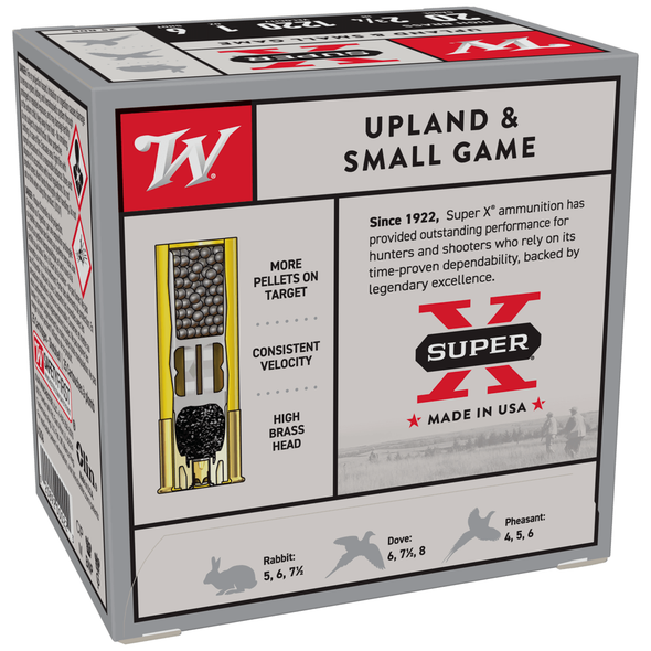 Winchester Super-X Upland & Small Game Ammunition: 20 Gauge, 2-3/4", #6, Lead, 1 oz, 1220 fps, Model X206