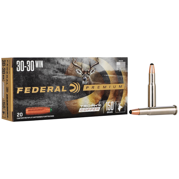 Federal Trophy Copper Ammunition: 30-30 Win, 150 gr, 2300 fps, Model P3030TC1