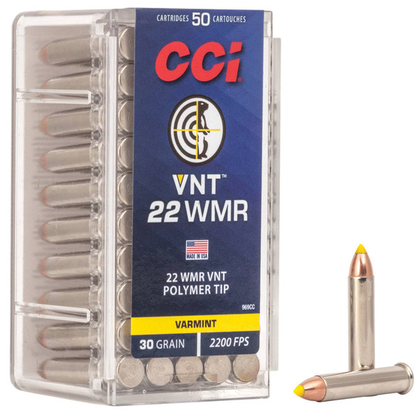 CCI VNT Ammunition: 22 WMR, 30 Grain, VNT, 2200 fps