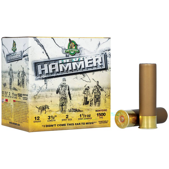 HEVI-Shot HEVI-Hammer Ammunition: 12 Gauge, 3-1/2", #2, Bismuth / Steel, Non-Toxic, 1-1/2 oz, 1500 fps, Model HS28302