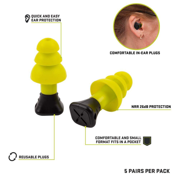 ULTRX Silicone Ear Plugs, Yellow: 5 Pairs