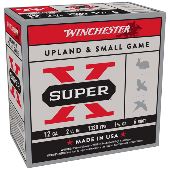 Winchester Super-X Upland & Small Game Ammunition: 12 Gauge, 2-3/4", #6, Lead, 1-1/4 oz, 1330 fps, Model X126