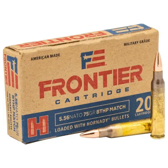Hornady Frontier Cartridge Ammunition: 5.56x45mm, 75 gr, BTHP Match, 3240 fps, Model FR320