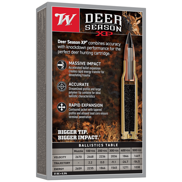 Winchester Deer Season XP Ammunition: 308 Win, 168 gr, Extreme Point, 2670 fps, Model X308DS2