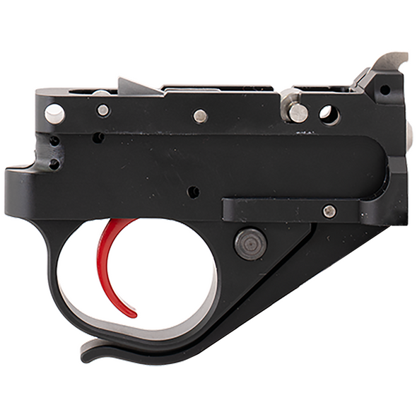 KIDD Two-Stage Trigger for the Ruger 10/22: Black Guard w/ Red Curved Blade, 8oz/8oz=1lb, Extended & Long Mag Release, 22 LR Hammer Spring