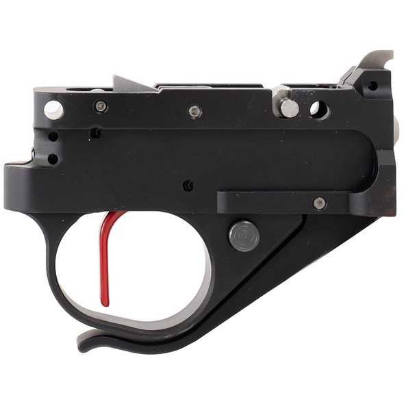 KIDD Two-Stage Trigger for the Ruger 10/22: Black Guard w/ Red Straight Blade, 8oz/8oz=1lb, Extended & Long Mag Release, 22 LR Hammer Spring