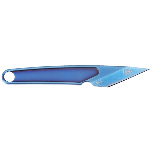 CRKT HangTi Fixed, Blue Titanium Knife: Plain Edge, w/ Sheath, Model 7065