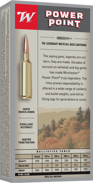 Winchester Power-Point Ammunition: 300 WSM, 180 Grain, Power-Point, 2970 fps