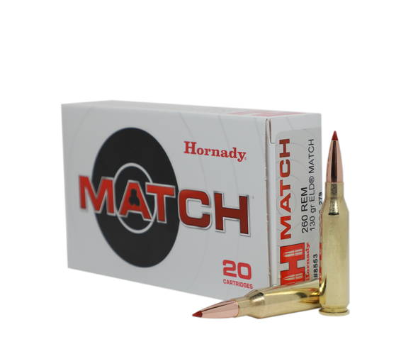 Hornady Match Ammunition: 260 Rem, 130 Grain, ELD Match, 2840 fps, Qty: 20 | 8553 — The Shooting Centre