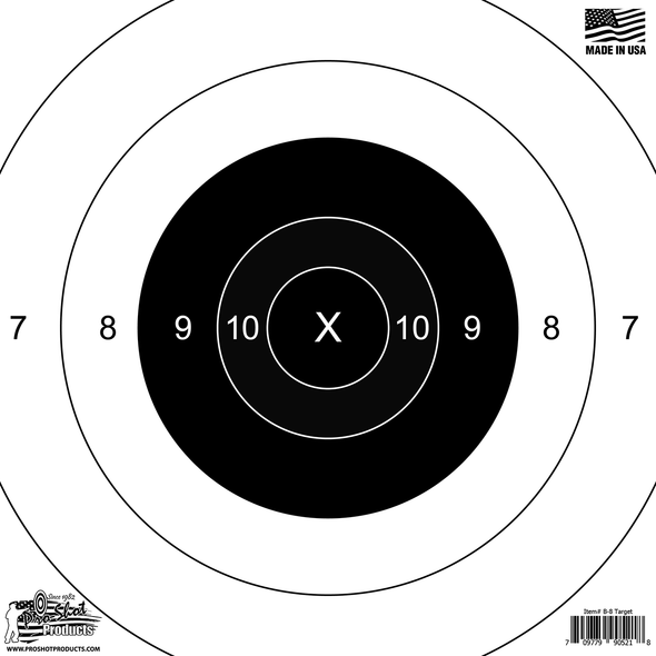 Pro-Shot B-8 10 x 10", Bullseye Heavy Paper Targets: 12 Pack