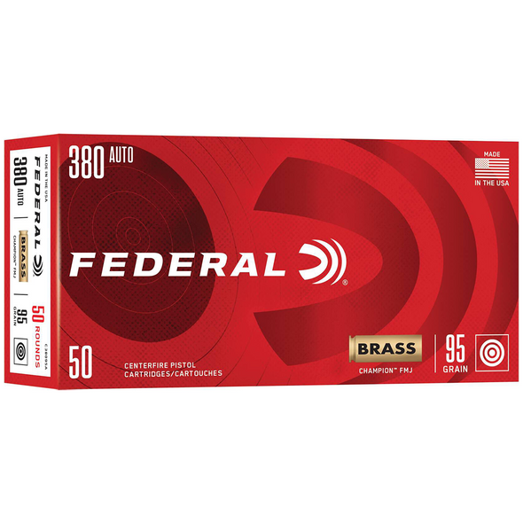 Federal Champion Training Ammunition: 380 Auto, 95 gr, 980 fps, Full Metal Jacket, Model C38095A