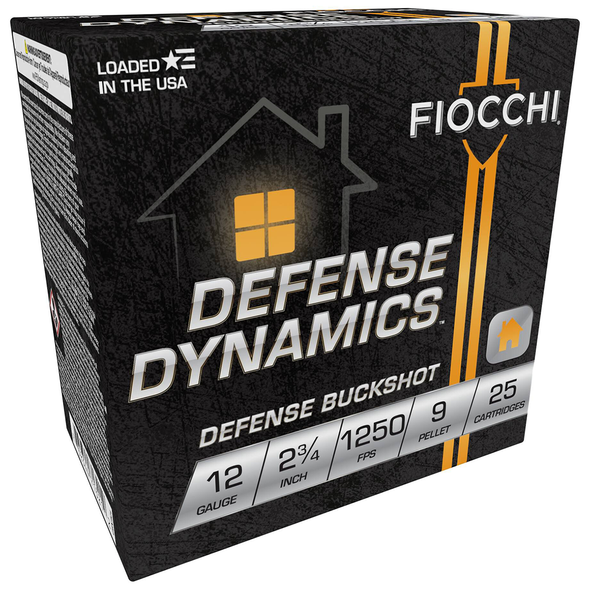 Fiocchi Defense Dynamics Buckshot Ammunition: 12 Gauge, 2-3/4", 1250 fps, Model 12EX9P
