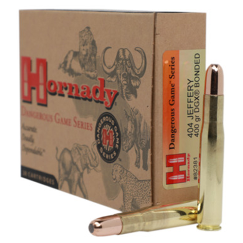 Hornady Dangerous Game Ammunition: 404 Jeffery, 400 Grain, DGX Bonded, 2300 fps