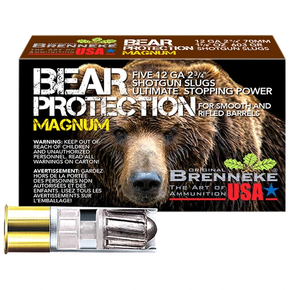 Brenneke USA Bear Protection Magnum Ammunition: 12 Gauge, 2-3/4", 1-3/8 oz / 603 gr, Slug, 1650 fps, Model SL-122BPM