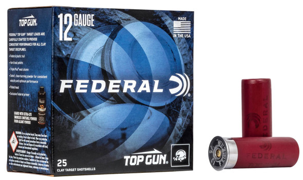 Federal Top Gun Ammunition: 12 Gauge, 8 Shot, 2-3/4 in, 7/8 oz, 1200 fps, Qty: 25