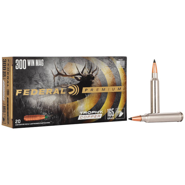Federal Trophy Copper Ammunition: 300 Win Mag, 165 Grain, Trophy Copper, 3050 fps | P300WTC2