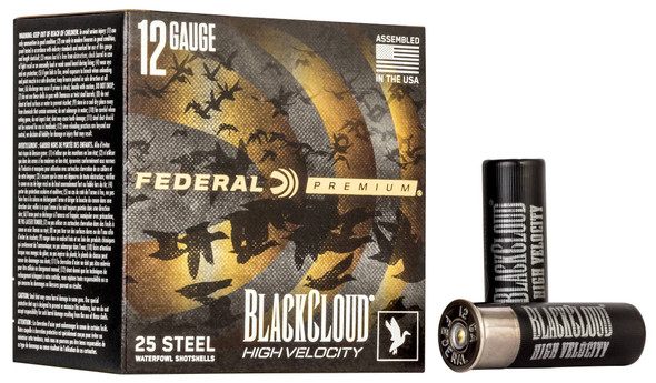 Federal Black Cloud FS Steel High Velocity Bulk Ammunition: 12 Gauge, 4 Shot, 3 in, 1 1/8 oz, 1635 fps, Qty: 250
