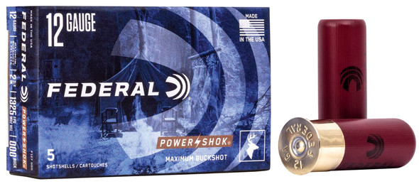Federal Power-Shok Buckshot Bulk Ammunition: 12 Gauge, 000 Buck Shot, 2-3/4 in, 1325 fps, Qty: 250