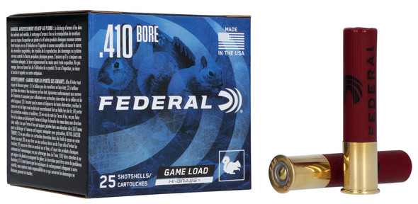 Federal Game Load Upland Hi-Brass Ammunition: 410 Bore, 7.5 Shot, 2-1/2 in, 1/2 oz, 1200 fps