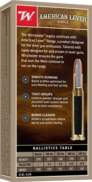 Winchester American Lever Range Bulk Ammunition: 30-30 Winchester, 150 Grain, Jacketed Hollow Point, 2390 fps