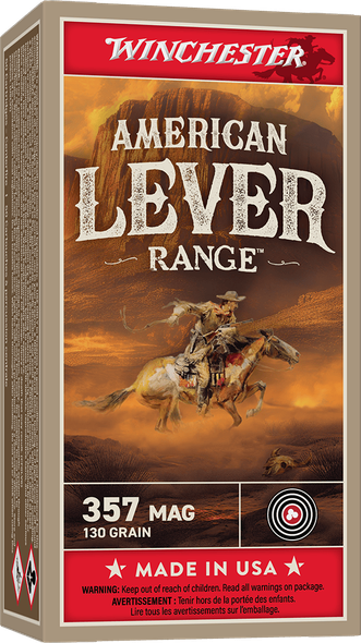Winchester American Lever Range Bulk Ammunition: 357 Magnum, 130 Grain, Full Metal Jacket, 1605 fps