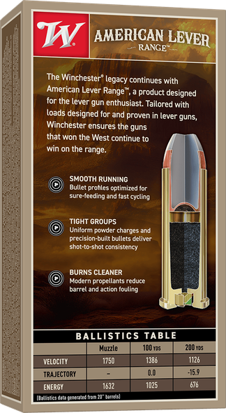 Winchester American Lever Range Bulk Ammunition: 44 Remington Magnum, 240 Grain, Jacketed Soft Point, 1750 fps